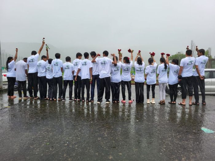 Bodhi students at the Pandavkada public safety awareness campaign